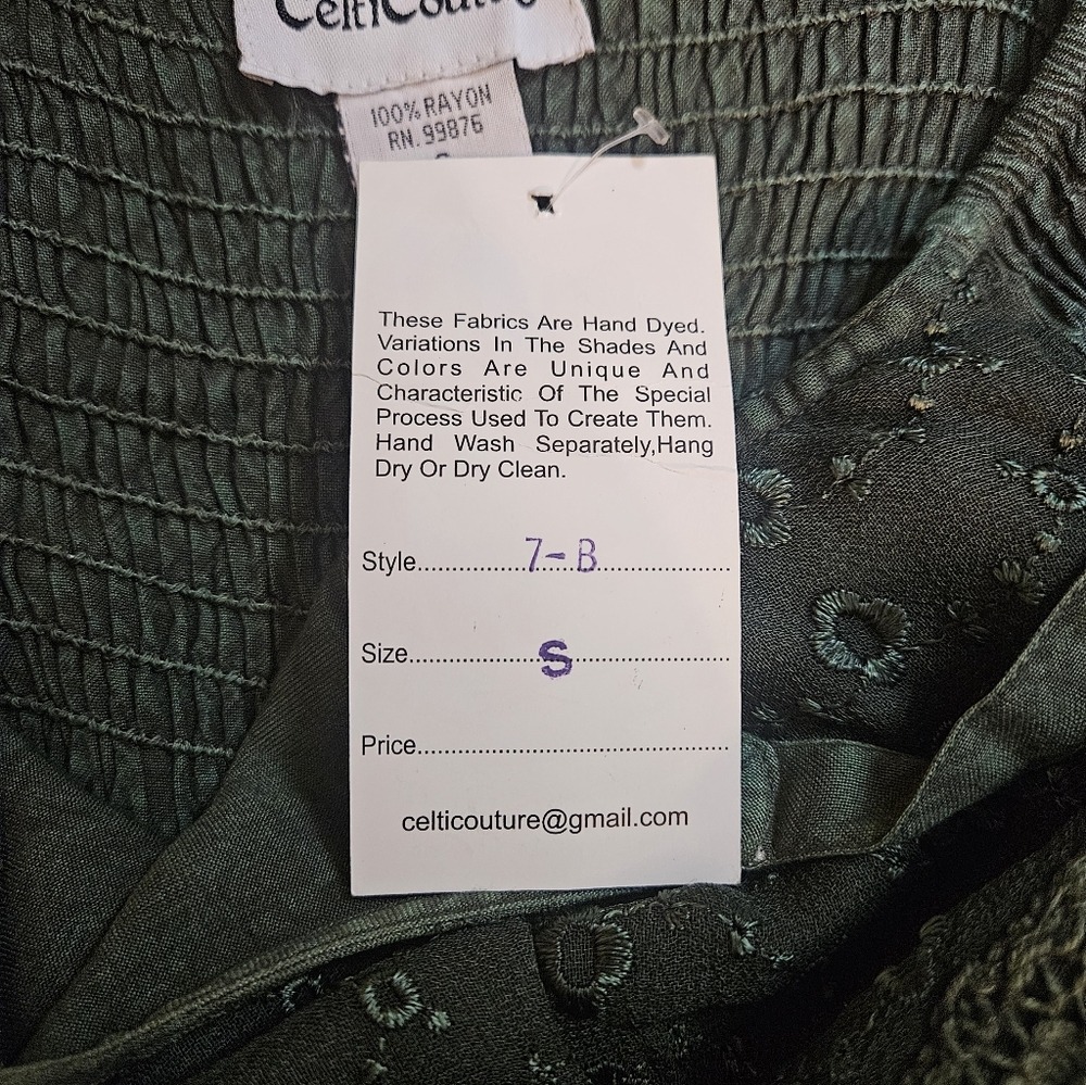 Celti Couture Boho dark green dress, size small - Picture 9 of 10